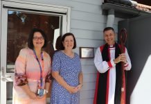 (l-r) Anglicare Southern Queensland CEO Sue Cooke, Anglicare Southern Queensland's Chair of the Community Services Commission Tracy Morgan and The Most Reverand, Archbishop of Brisbane Jeremy Greaves KCSJ.