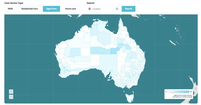 Homecaring's Geography of Care searchable map.